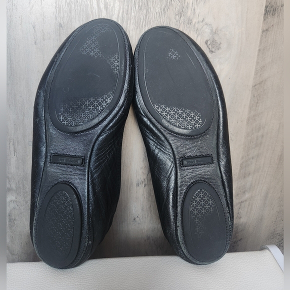 TORY BURCH Black Leather REVA Logo Medallion Ballet Flats Size 9m - Picture 6 of 9